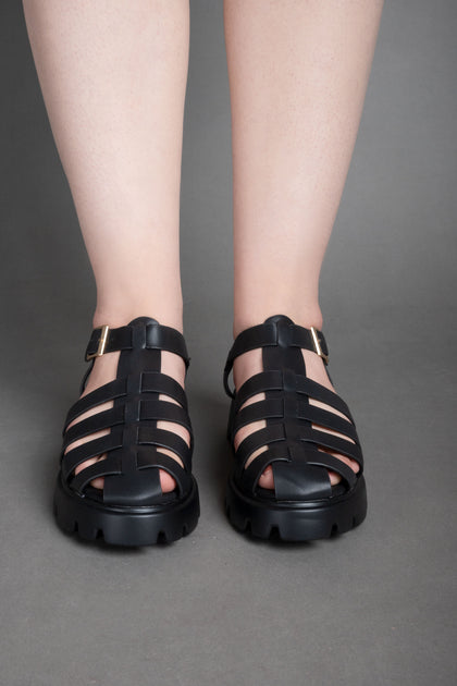 Gladiator Platform Sandals Black
