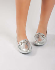 Chain Metallic Ballerina - Silver