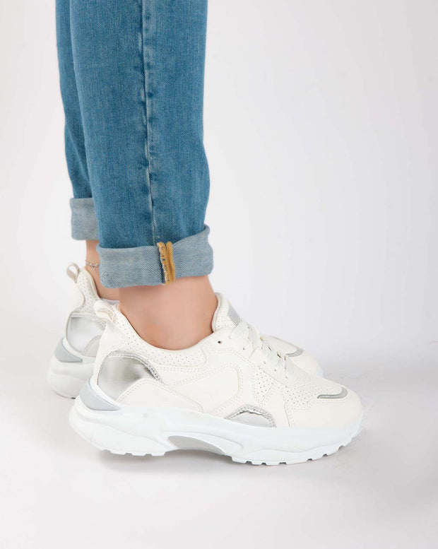 Chunky Metallic Sneakers - White