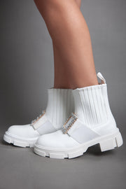 Rangers strass buckle boots - White