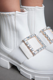 Rangers strass buckle boots - White