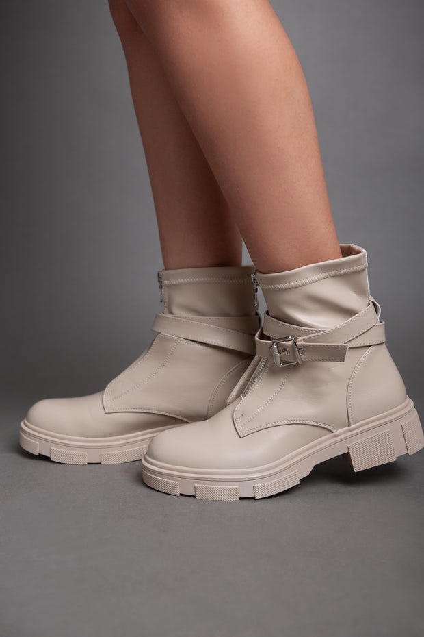 Strap Ankle Boot - Beige