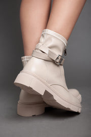 Strap Ankle Boot - Beige