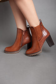Shiny Classy Ankle Boot - Camel