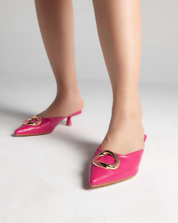 Golden Ring Closed Toe Mules - Sandals - Pink