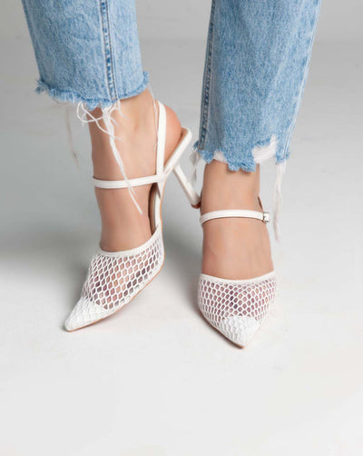 Net Ankle Strap - Sandals - White