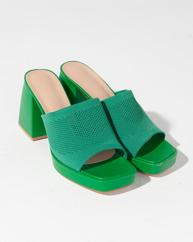High Heels Opened Toe Mules - Sandals - Green