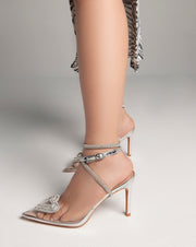 Transparent Ankle Strap - Sandals - Silver