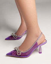 Transparent Sling Back Heels - Purple