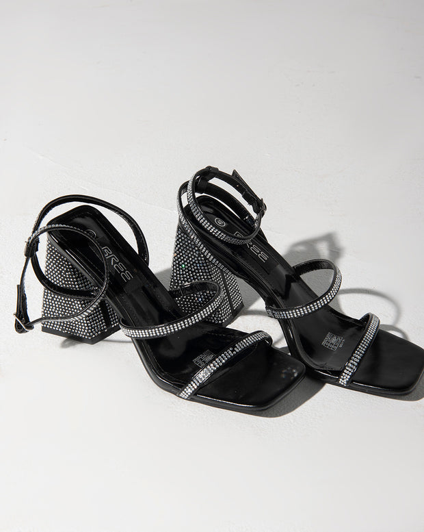 Strass Ankle Strap - Sandals - Black