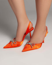 High Heels Sling Back Pumps - Orange