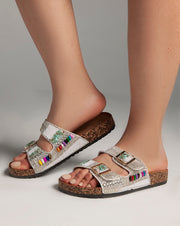 African Stones Slippers - Silver