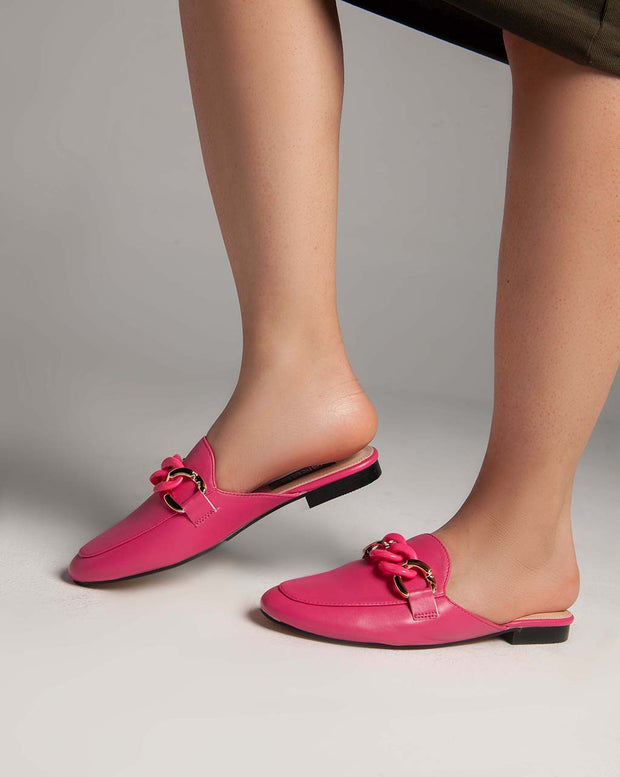 Flat Closed Toe Mules - Slippers - Pink