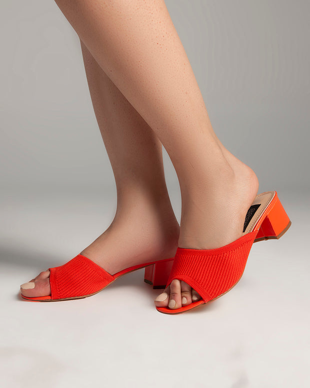 Low Heels Opened Toe Mules - Sandals - Orange
