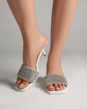 Strass Opened Toe Mules - Sandals - White
