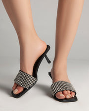Strass Opened Toe Mules - Sandals - Black