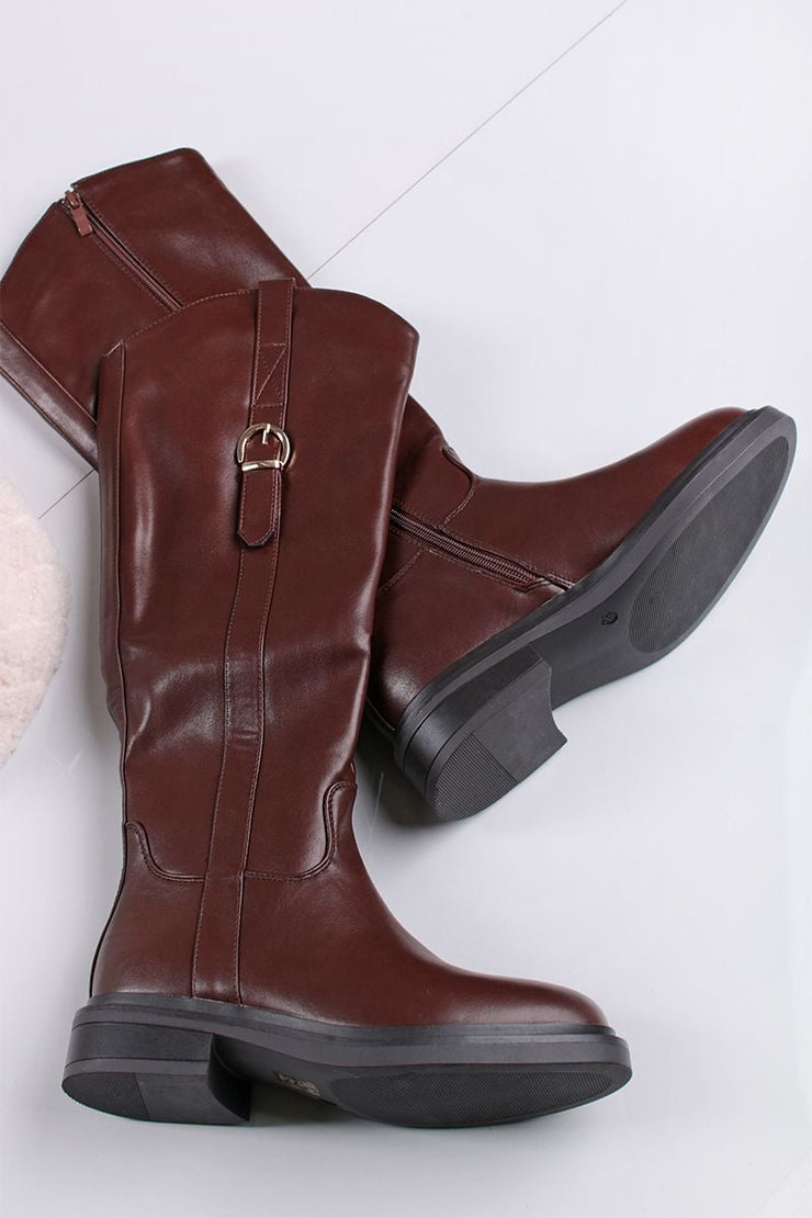 Chunky knee high boots - Brown