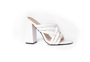Strappy chunky heeled mules - Sandal Heels - White