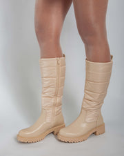 Knee-high chunky boots - Beige