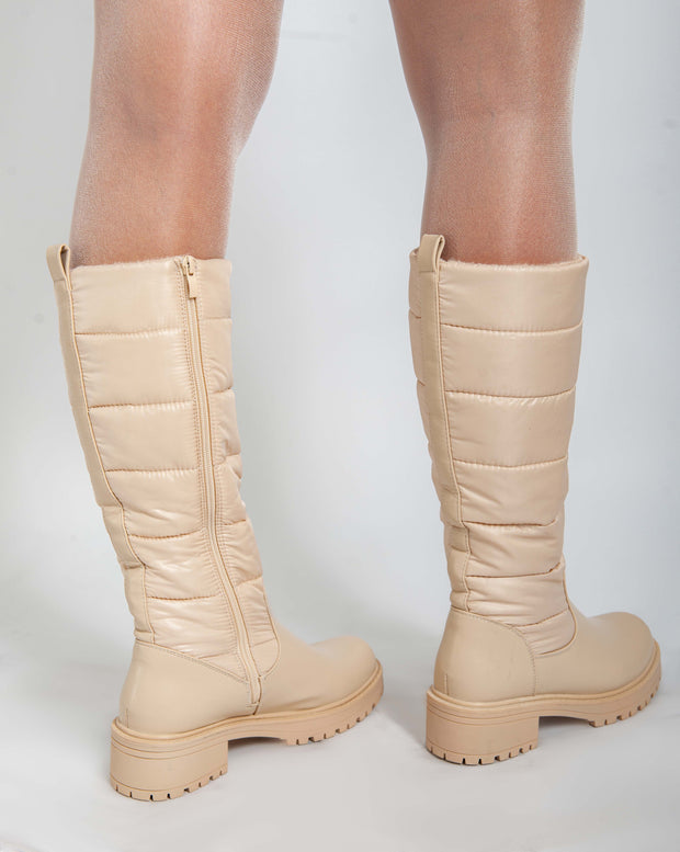 Knee-high chunky boots - Beige