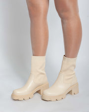 Chunky Ankle Boots - Beige