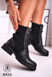 black low heeled ankle boots