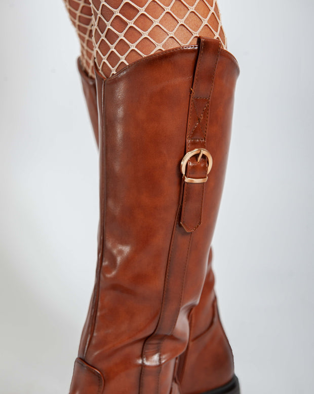 Chunky knee high boots - Camel