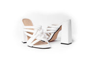 Strappy chunky heeled mules - Sandal Heels - White