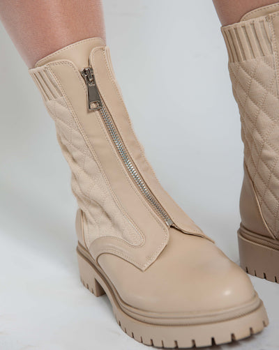 Rubberised chuncky boots - Beige