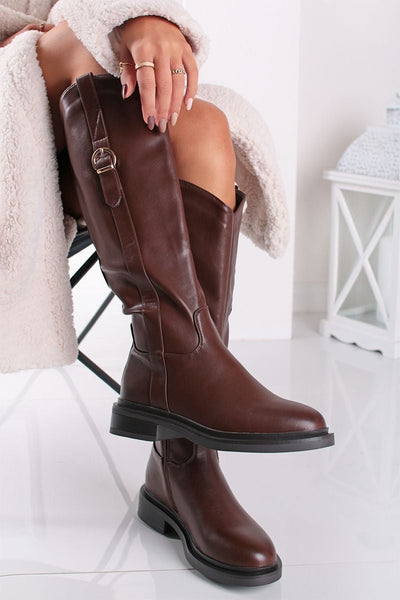 Chunky knee high boots - Brown
