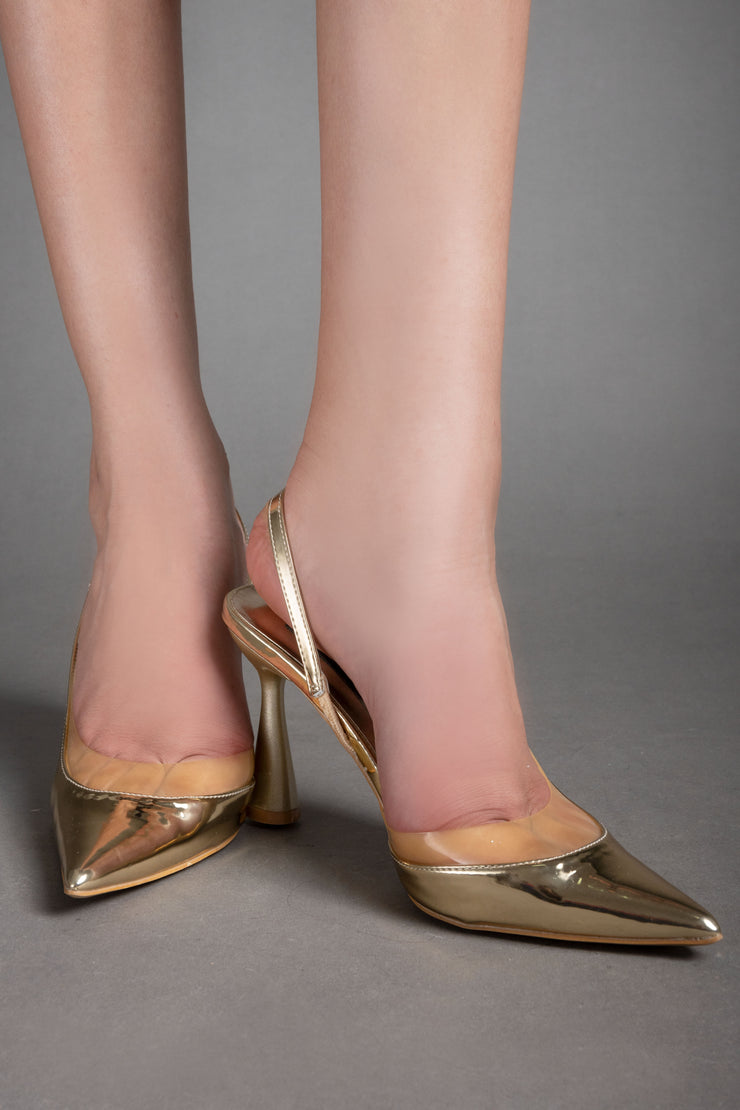 Metallic Sling Back - Heels - gold