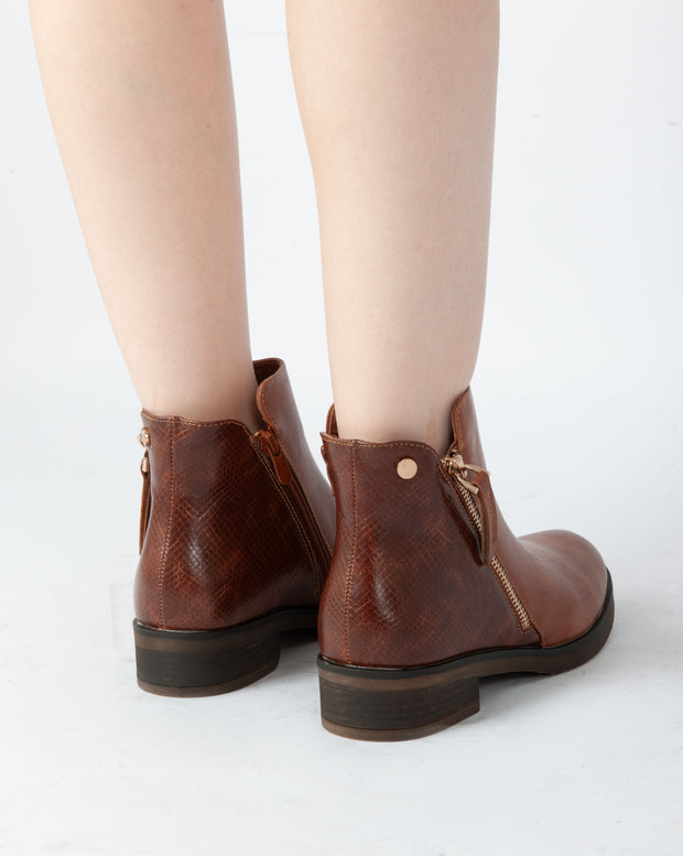 Zip-Up Ankle Boots - Camel