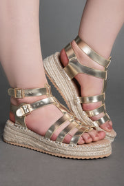Double-Buckle Sandals - Gold