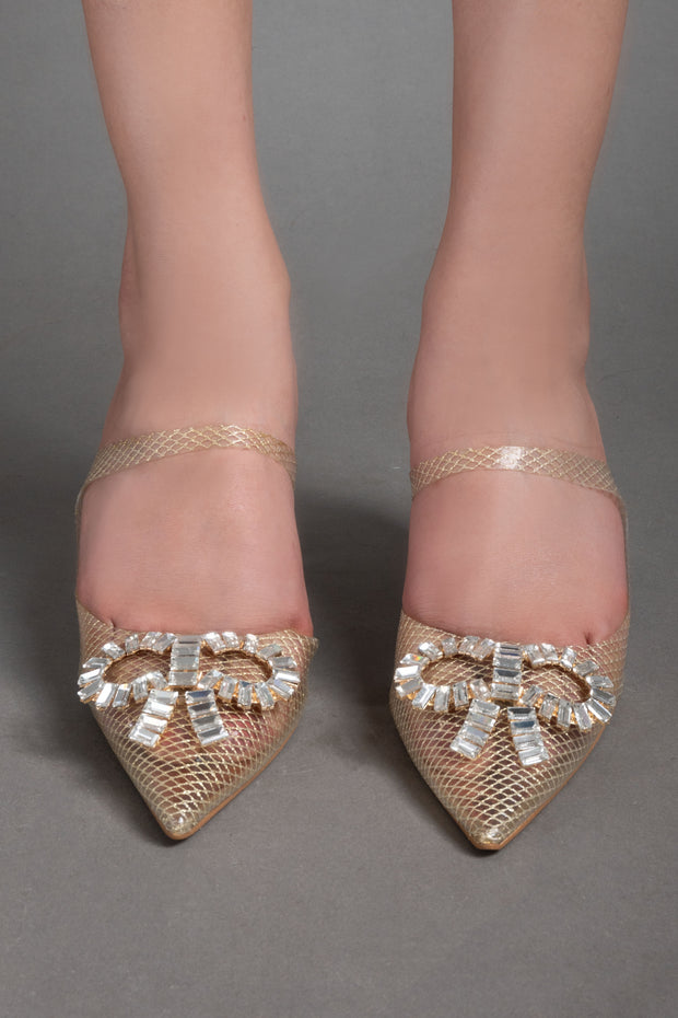 Shinny See Through Heels - Gold