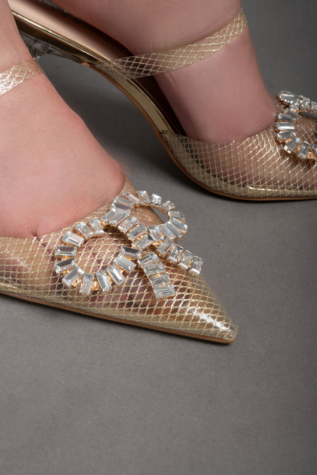 Shinny See Through Heels - Gold