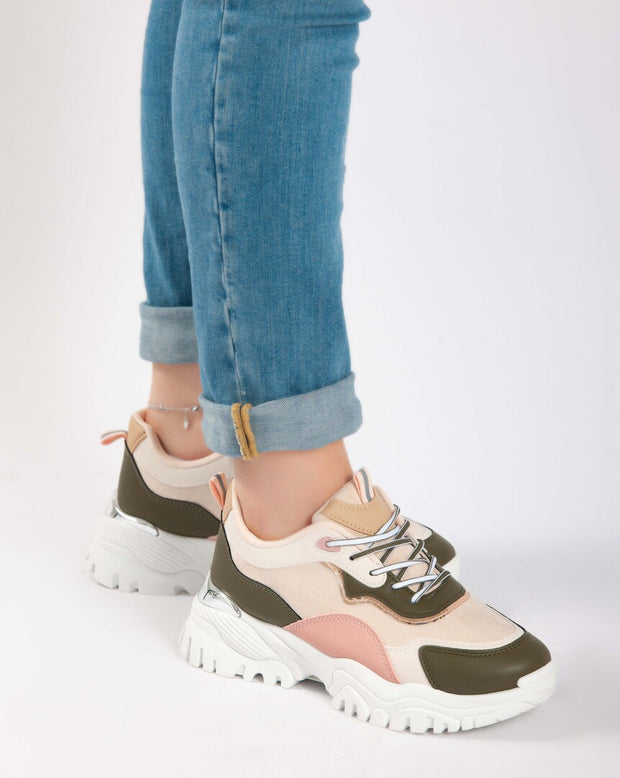 Chunky High Sneakers - Khaki