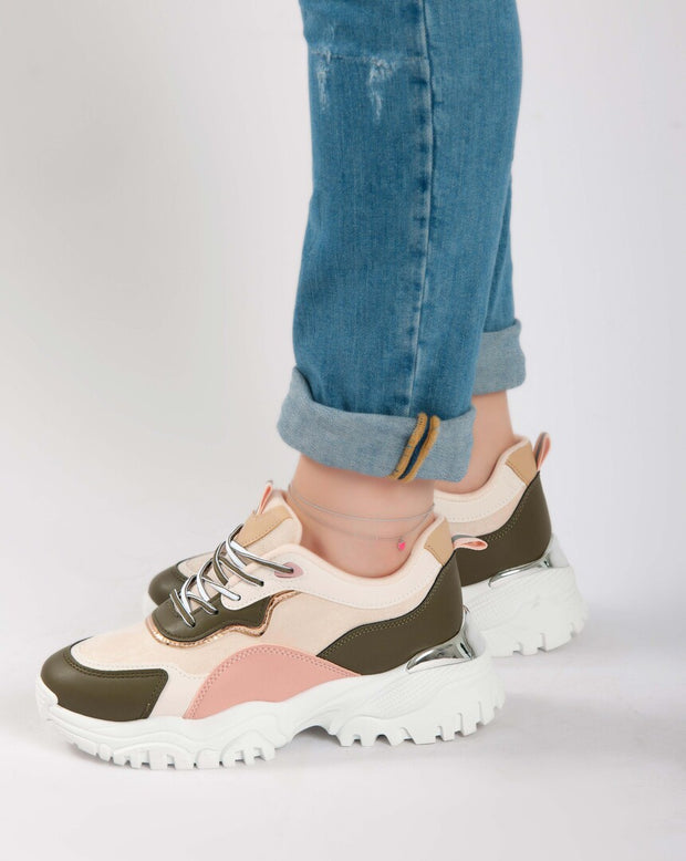 Chunky High Sneakers - Khaki