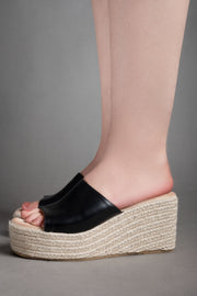 Espadrille Platform Sandals - Black