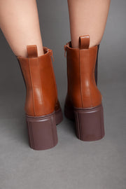 High Heel Plain Half Boot - Camel