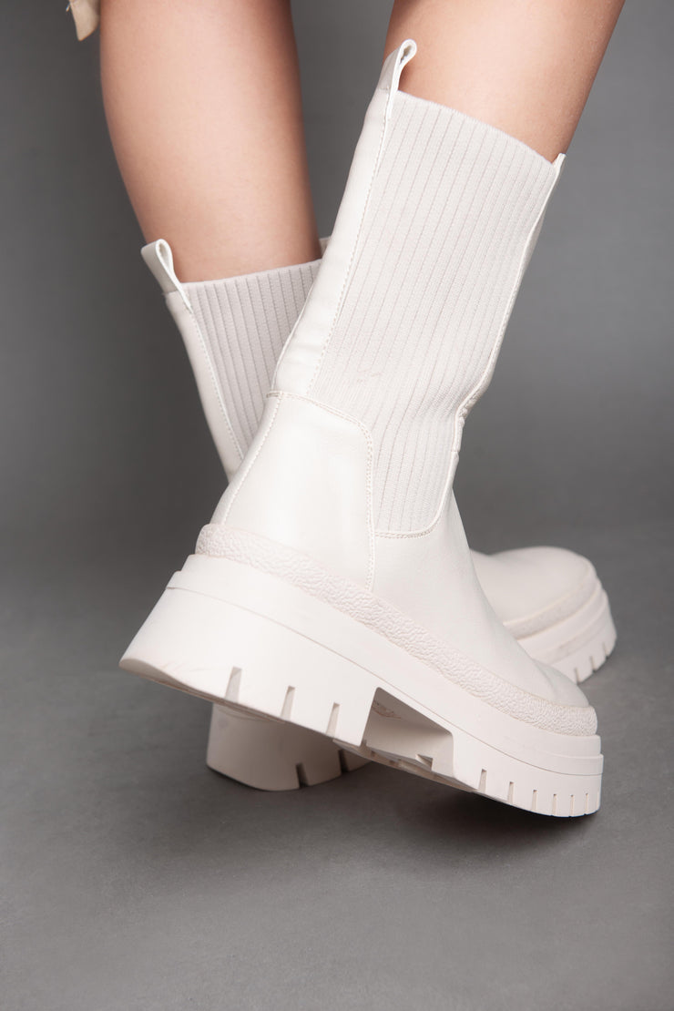 Classy Chunky Ankle Boots - Beige