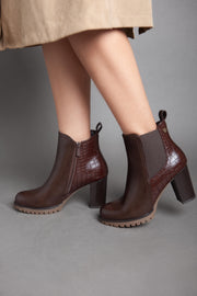 Shiny Classy Ankle Boot - Brown