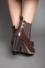 Shiny Classy Ankle Boot - Brown