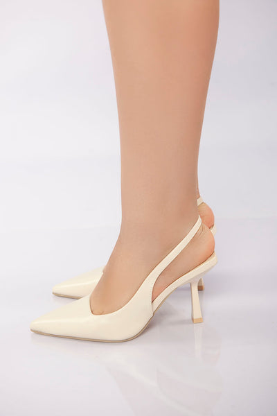 Classic V-Cut Heel - Beige