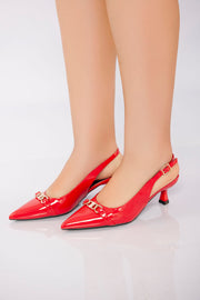Glossy V-Cut Heel - Red