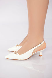 Glossy V-Cut Heel - White
