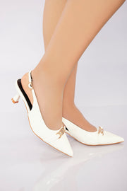 Glossy V-Cut Heel - White