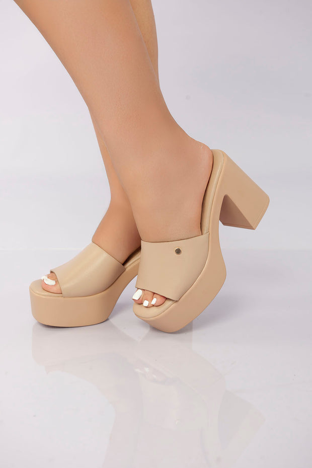 Platform Block Mule - Beige