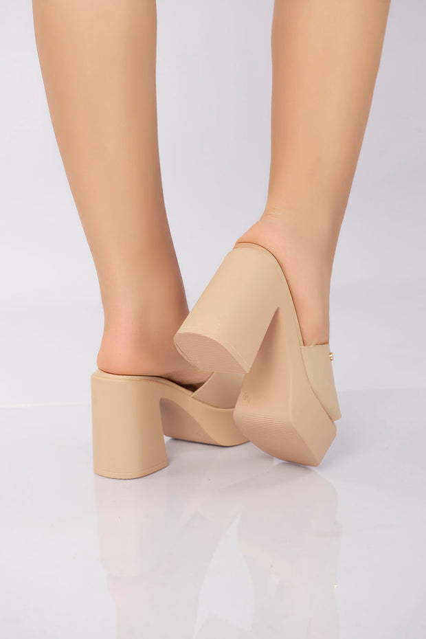 Platform Block Mule - Beige