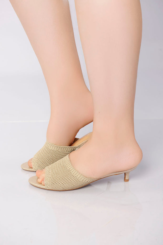 Point Weave Heels - Gold
