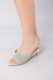 Point Weave Heels - Silver